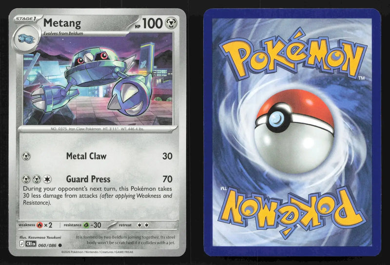 2026 Mega Evolution: Chaos Rising Metang #060/086 Base Common NM - Pokémon Card Single