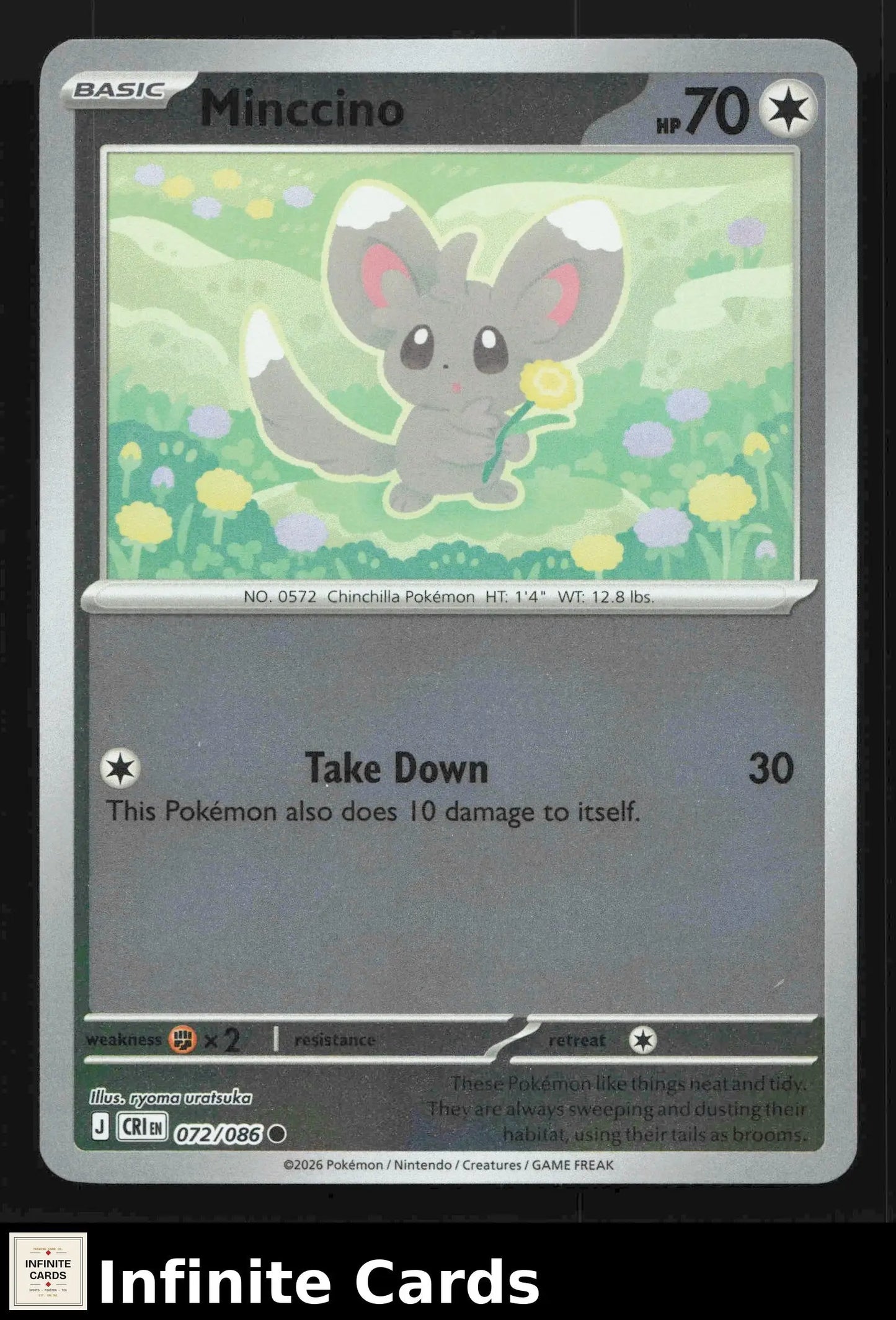 2026 Mega Evolution: Chaos Rising Minccino #072/086 Reverse Holo Common NM - Pokémon Card Single