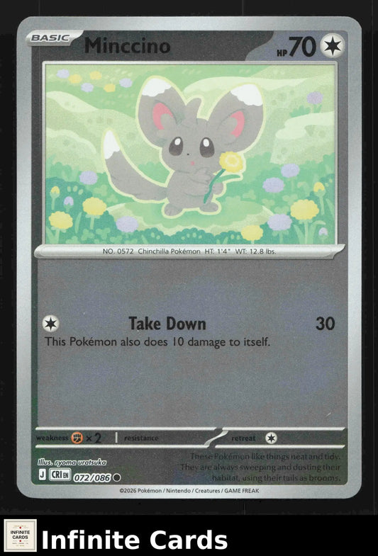 2026 Mega Evolution: Chaos Rising Minccino #072/086 Reverse Holo Common NM - Pokémon Card Single