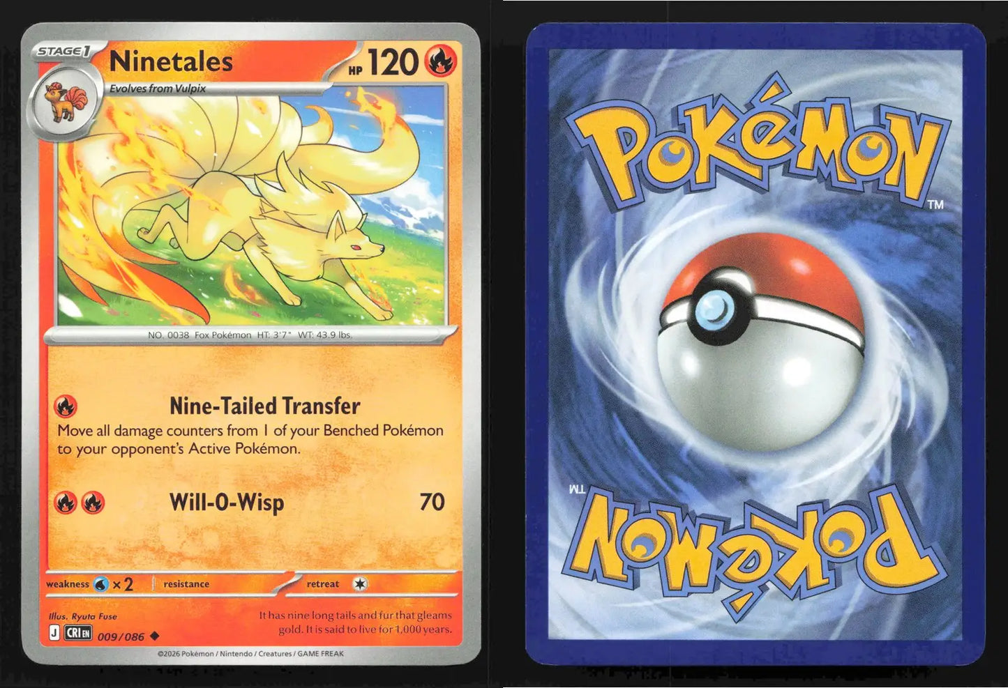 2026 Mega Evolution: Chaos Rising Ninetales #009/086 Base Uncommon NM - Pokémon Card Single