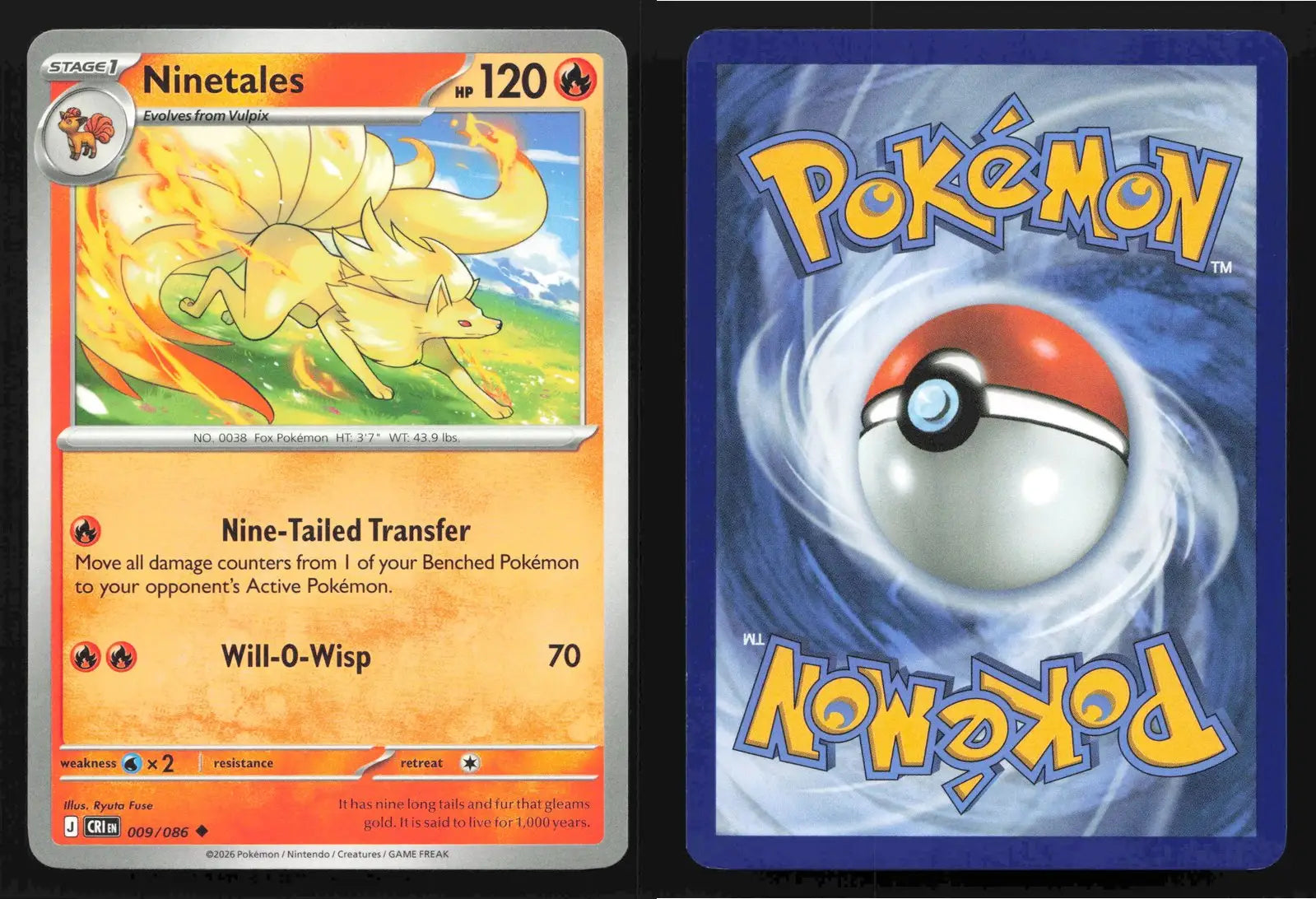 2026 Mega Evolution: Chaos Rising Ninetales #009/086 Base Uncommon NM - Pokémon Card Single