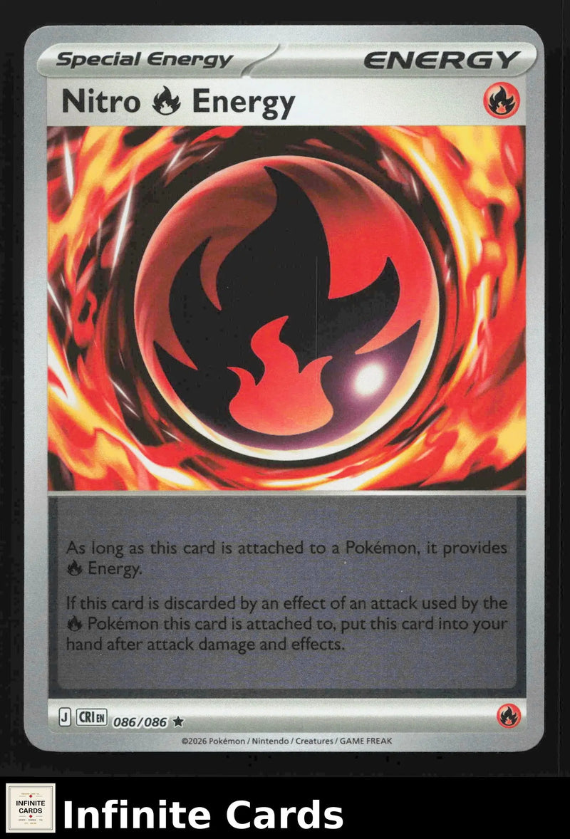 2026 Mega Evolution: Chaos Rising Nitro Energy #086/086 Reverse Holo Rare NM - Pokémon Card Single