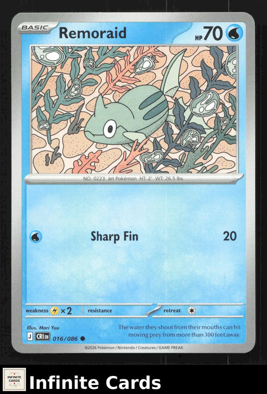 2026 Mega Evolution: Chaos Rising Remoraid #016/086 Base Common NM - Pokémon Card Single