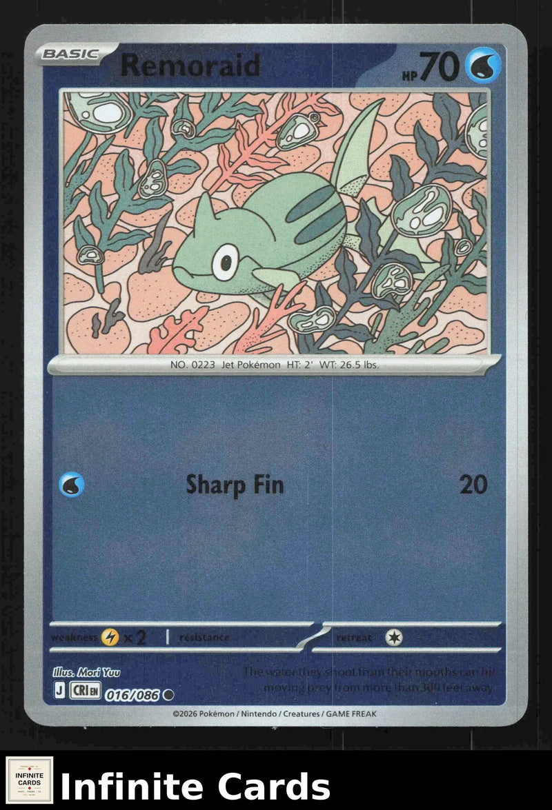 2026 Mega Evolution: Chaos Rising Remoraid #016/086 Reverse Holo Common NM - Pokémon Card Single