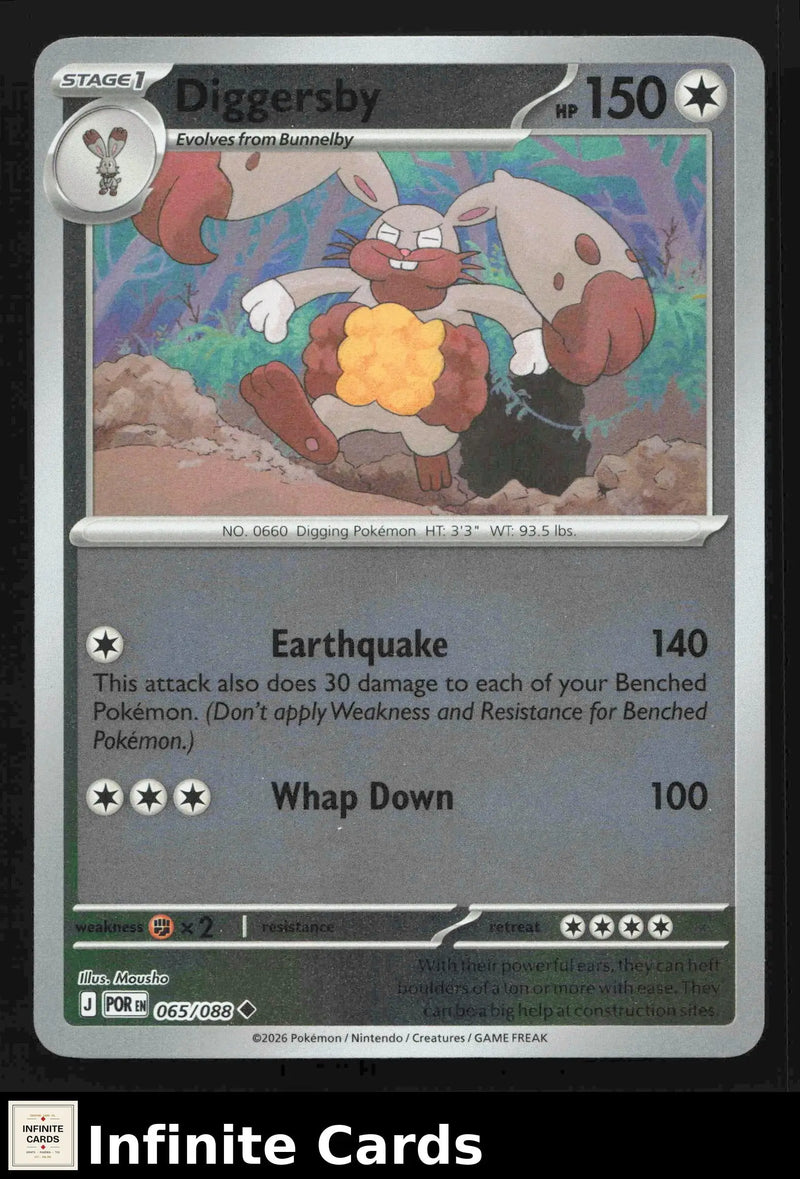 2026 Mega Evolution: Perfect Order Diggersby 065/088 Reverse Holo Uncommon NM - Pokémon Card Single