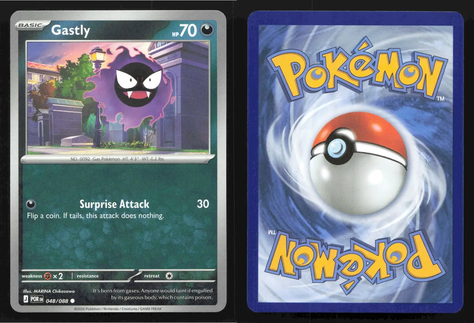 2026 Mega Evolution: Perfect Order Gastly #048/088 Base Common NM - Pokémon Card Single