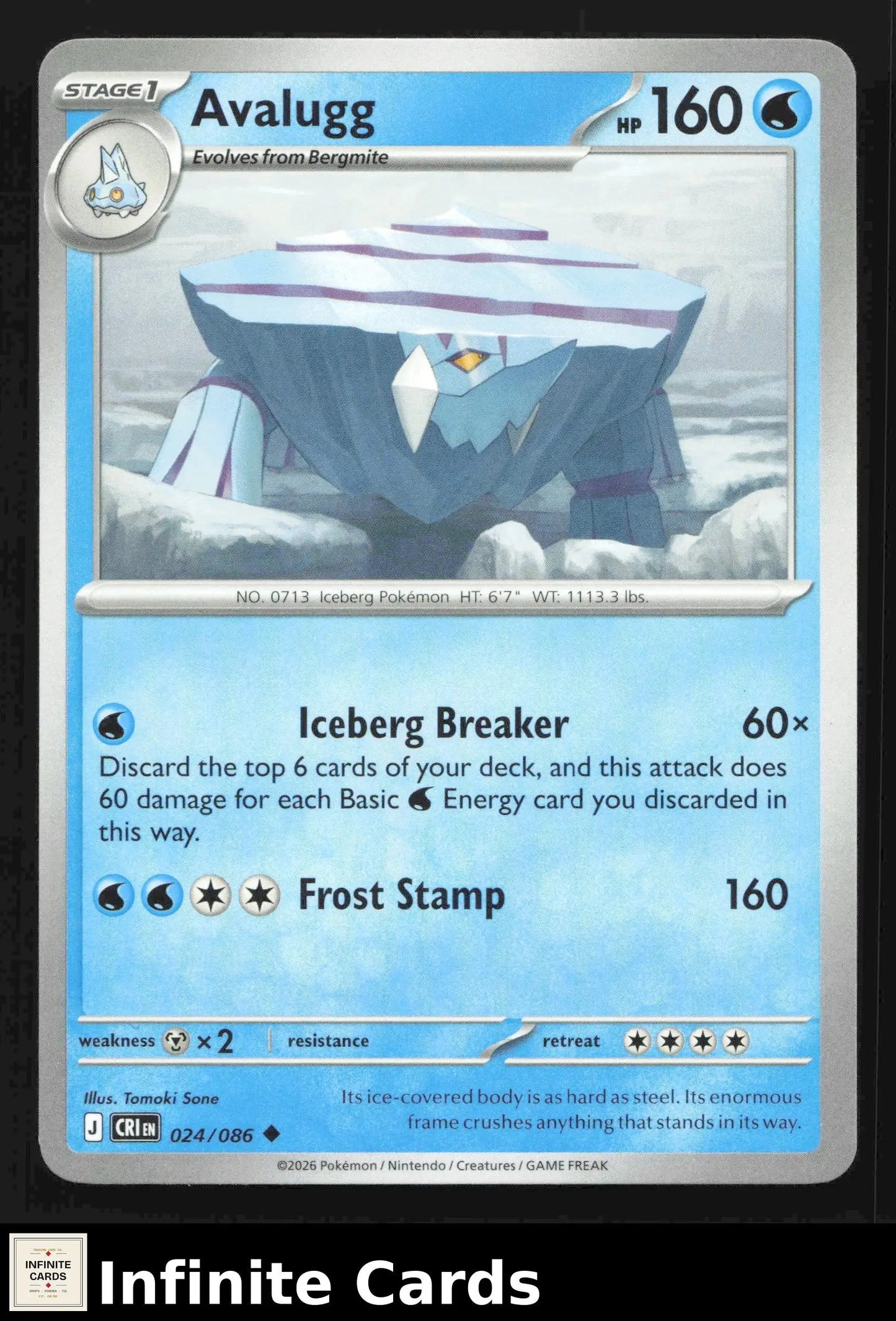 2026 Mega Evolutions: Chaos Rising Avalugg 024/086 Uncommon NM