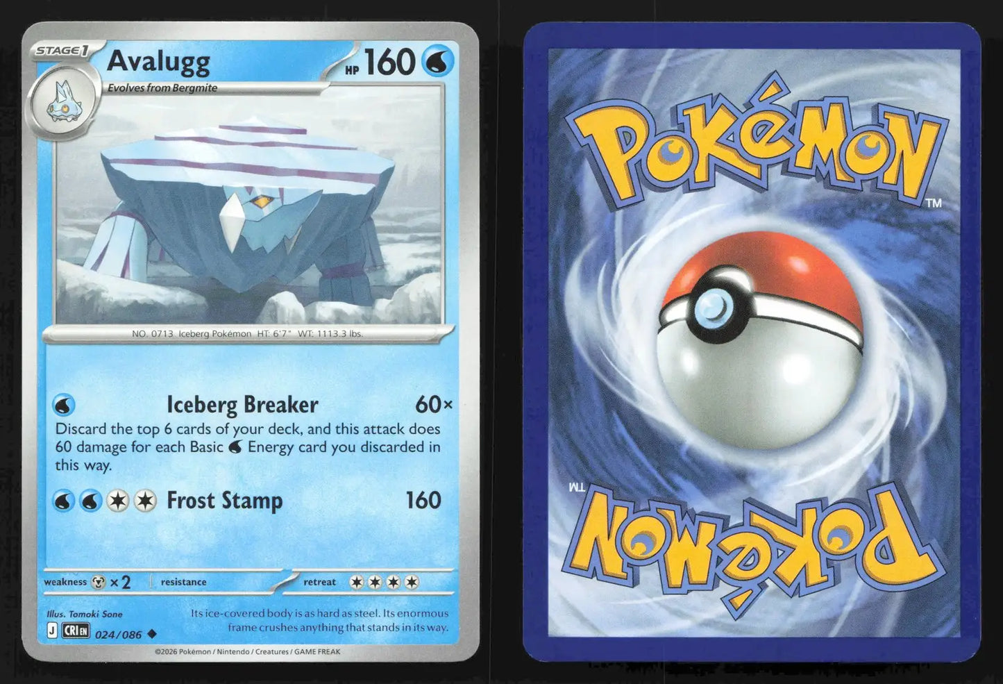 2026 Mega Evolutions: Chaos Rising Avalugg 024/086 Uncommon NM