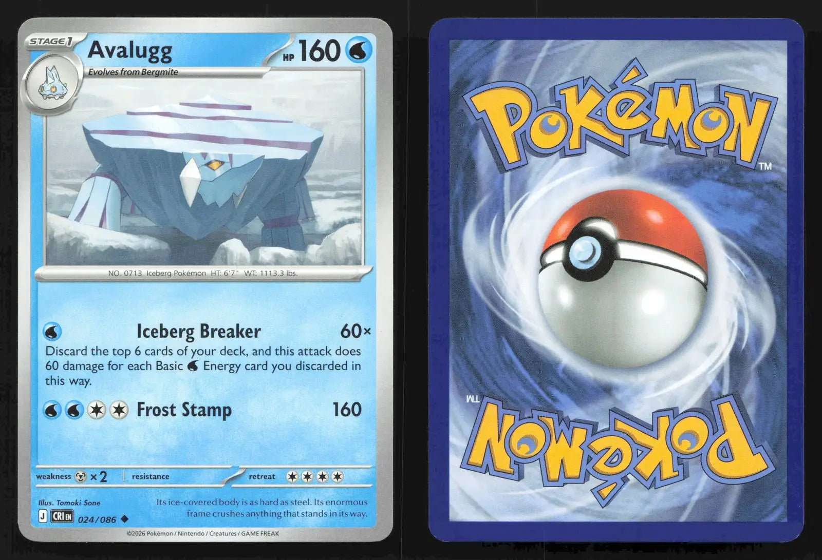 2026 Mega Evolutions: Chaos Rising Avalugg 024/086 Uncommon NM