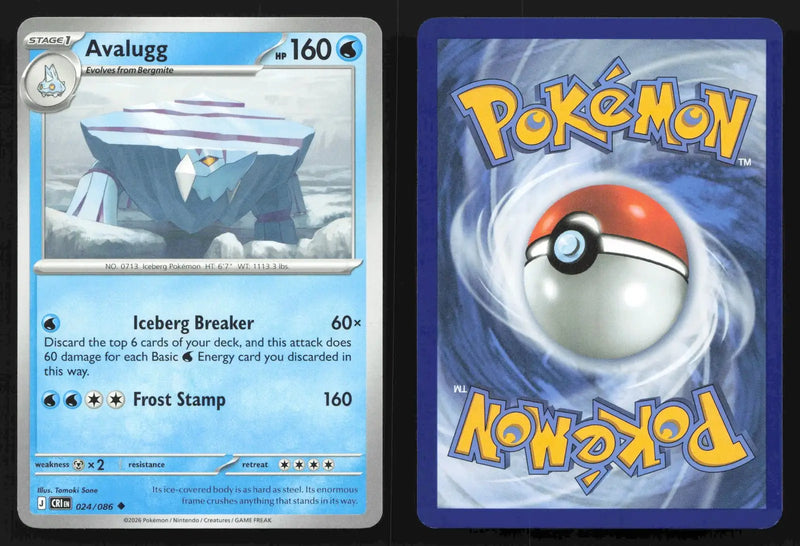 2026 Mega Evolutions: Chaos Rising Avalugg 024/086 Uncommon NM