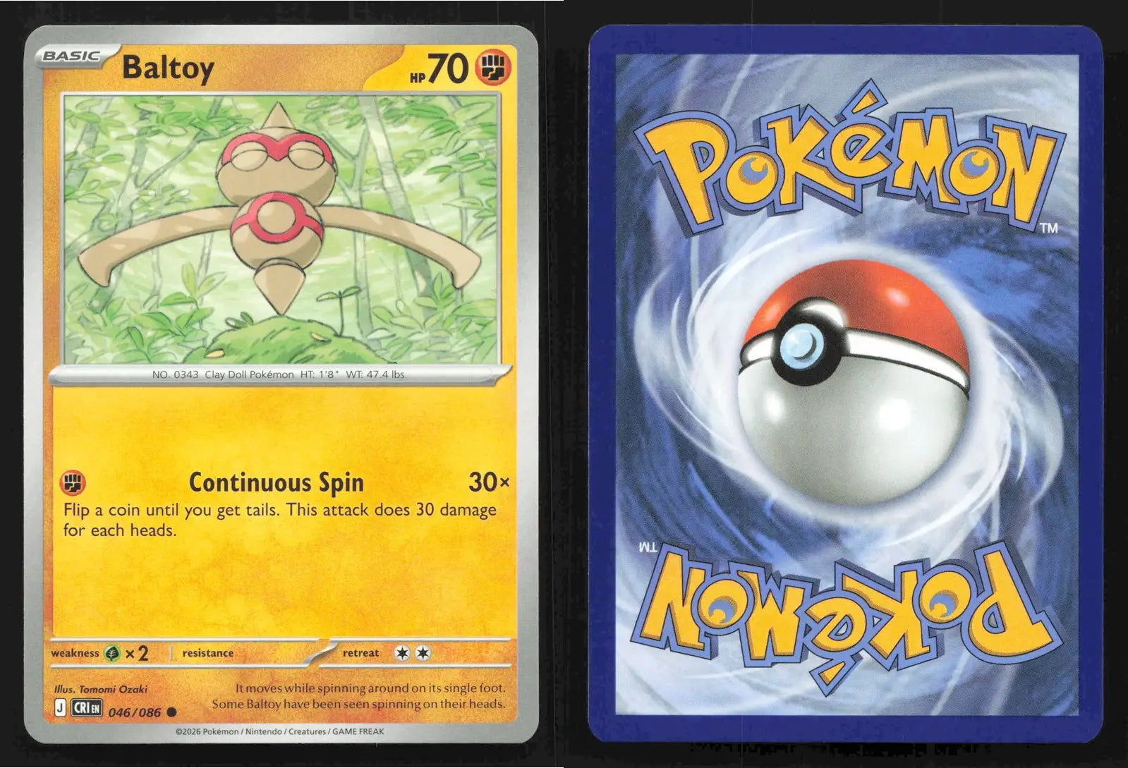 2026 Mega Evolutions: Chaos Rising Baltoy 046/086 Common NM