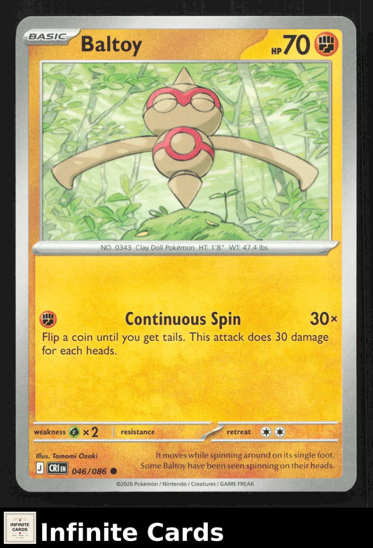 2026 Mega Evolutions: Chaos Rising Baltoy 046/086 Common NM