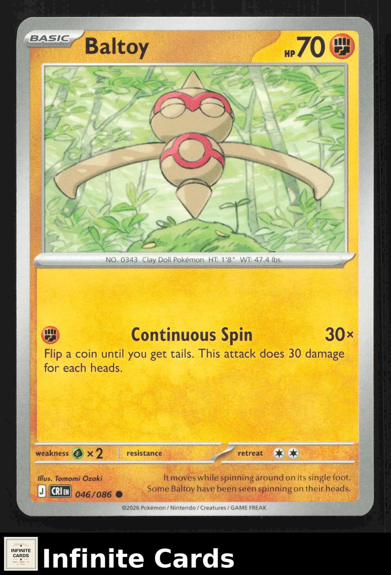 2026 Mega Evolutions: Chaos Rising Baltoy 046/086 Common NM