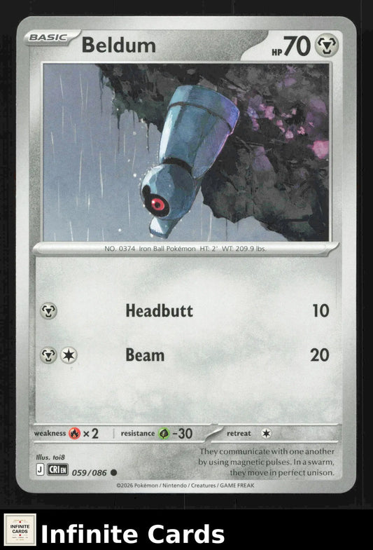 2026 Mega Evolutions: Chaos Rising Beldum 059/086 Common NM