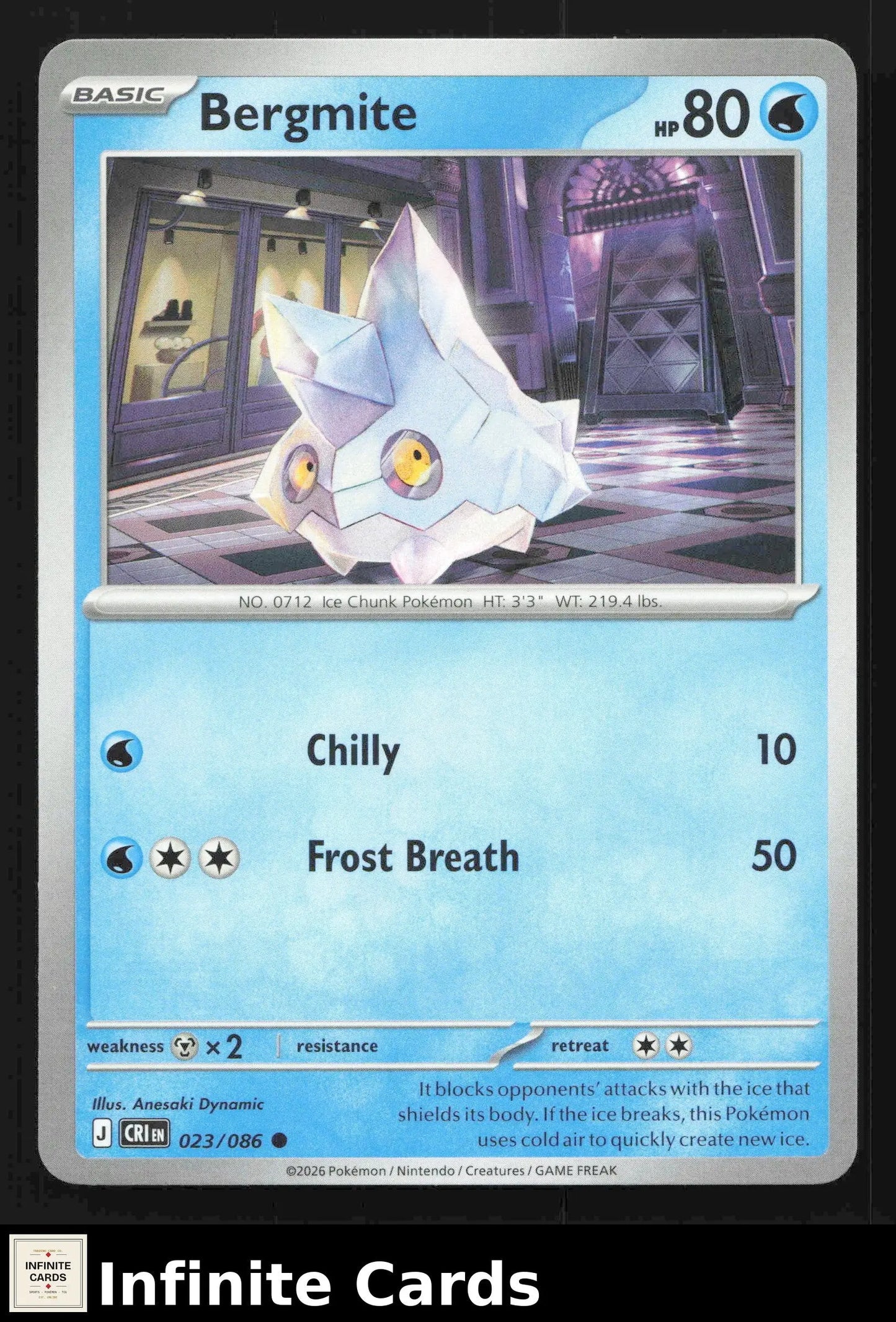 2026 Mega Evolutions: Chaos Rising Bergmite 023/086 Common NM