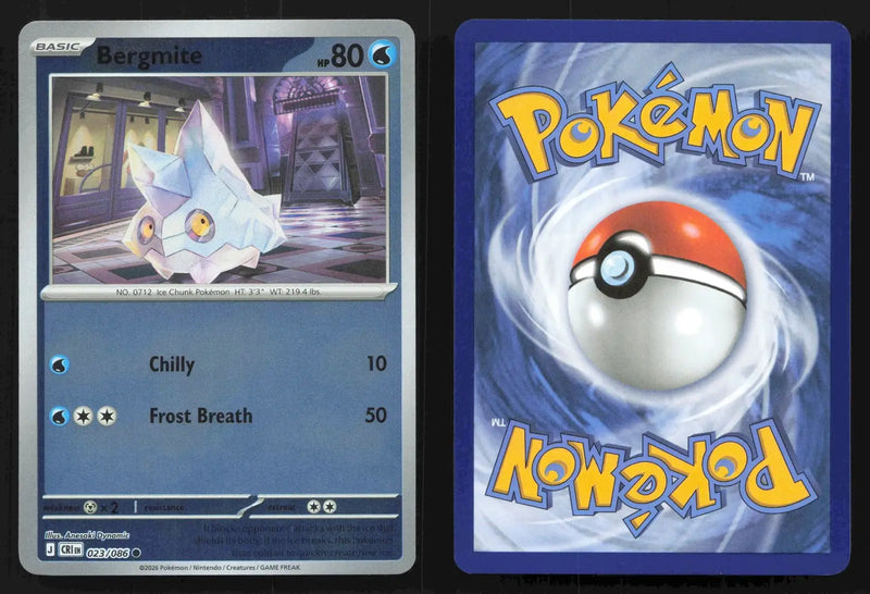 2026 Mega Evolutions: Chaos Rising Bergmite 023/086 Reverse Holo Common NM