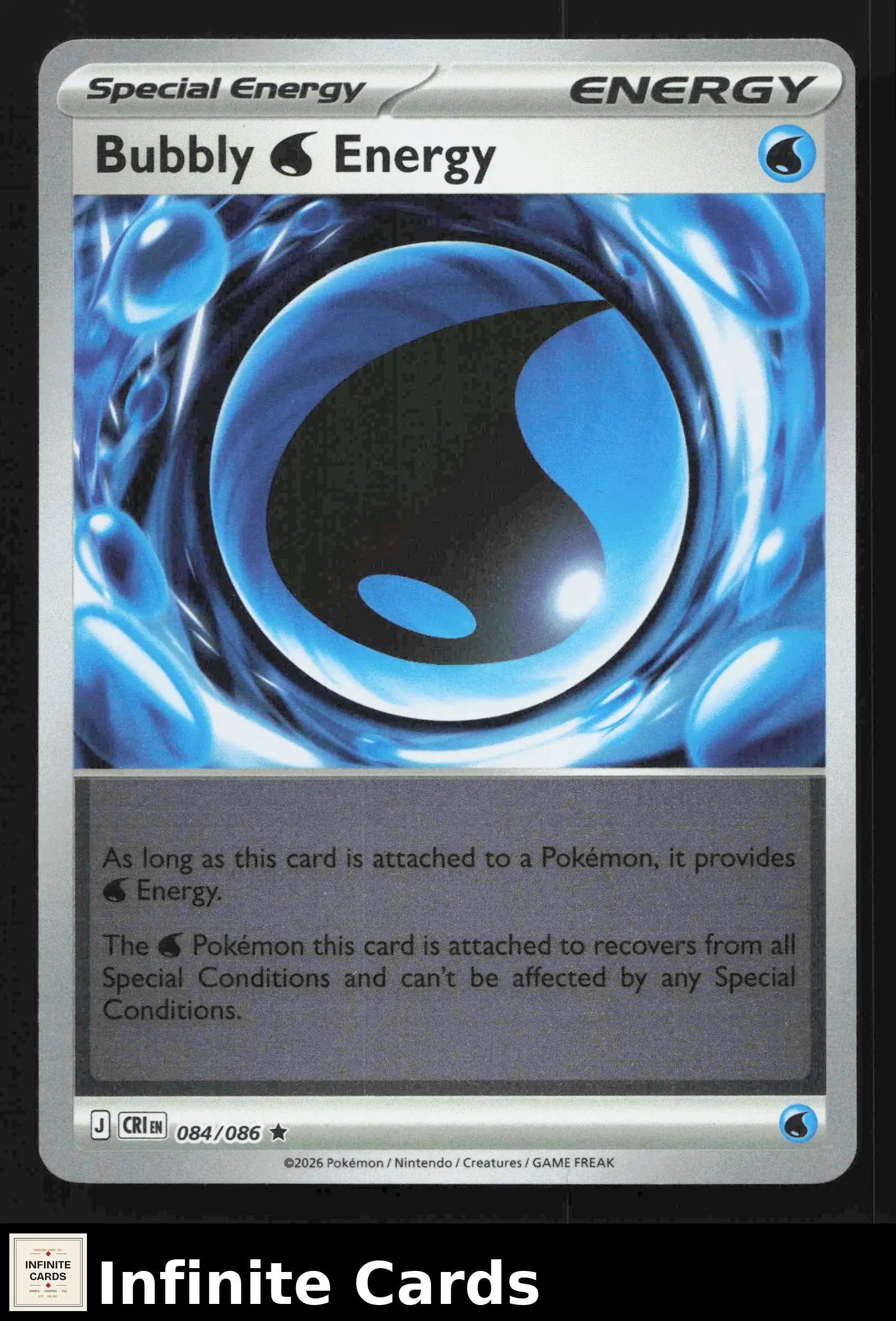 2026 Mega Evolutions: Chaos Rising Bubbly Energy 084/086 Reverse Holo Rare NM