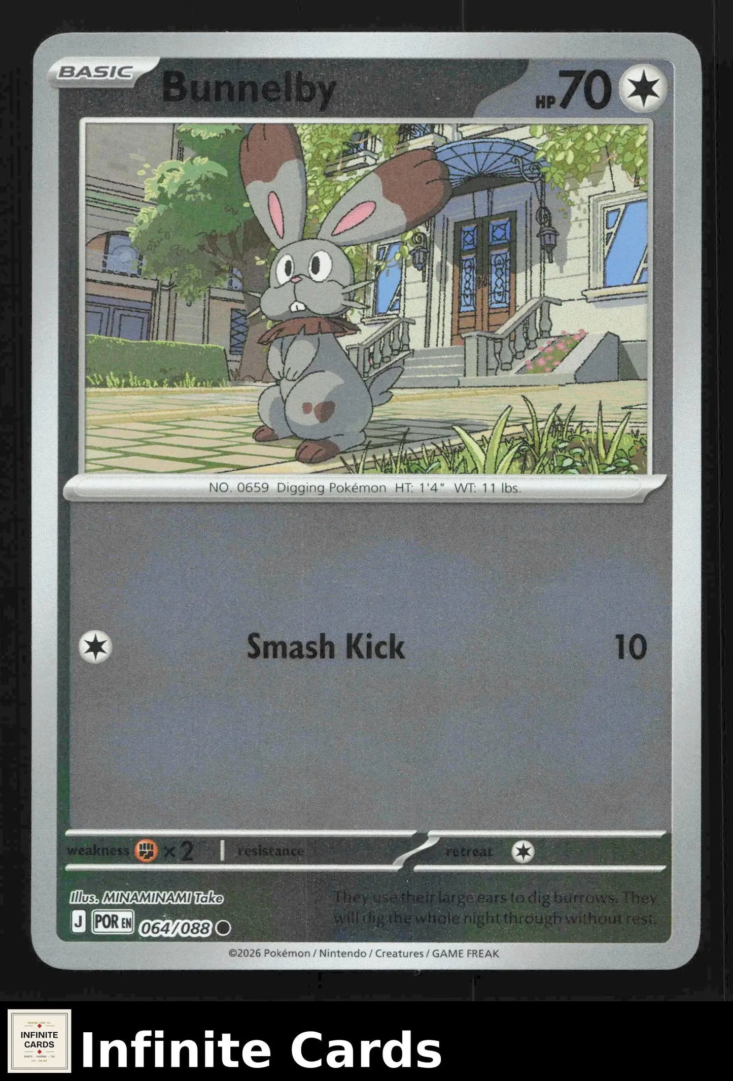 2026 Mega Evolutions: Perfect Order Bunnelby 064/088 Reverse Holo Common NM