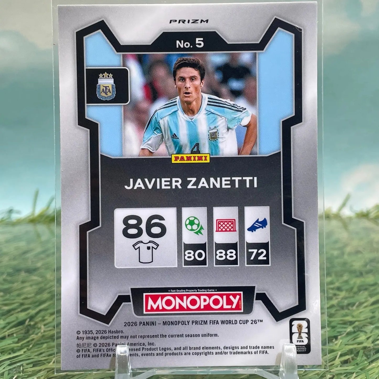 2026 Monopoly FIFA World Cup Javier Zanetti #5 Pink Stars Tokens Argentina KM107 - Soccer Card Single