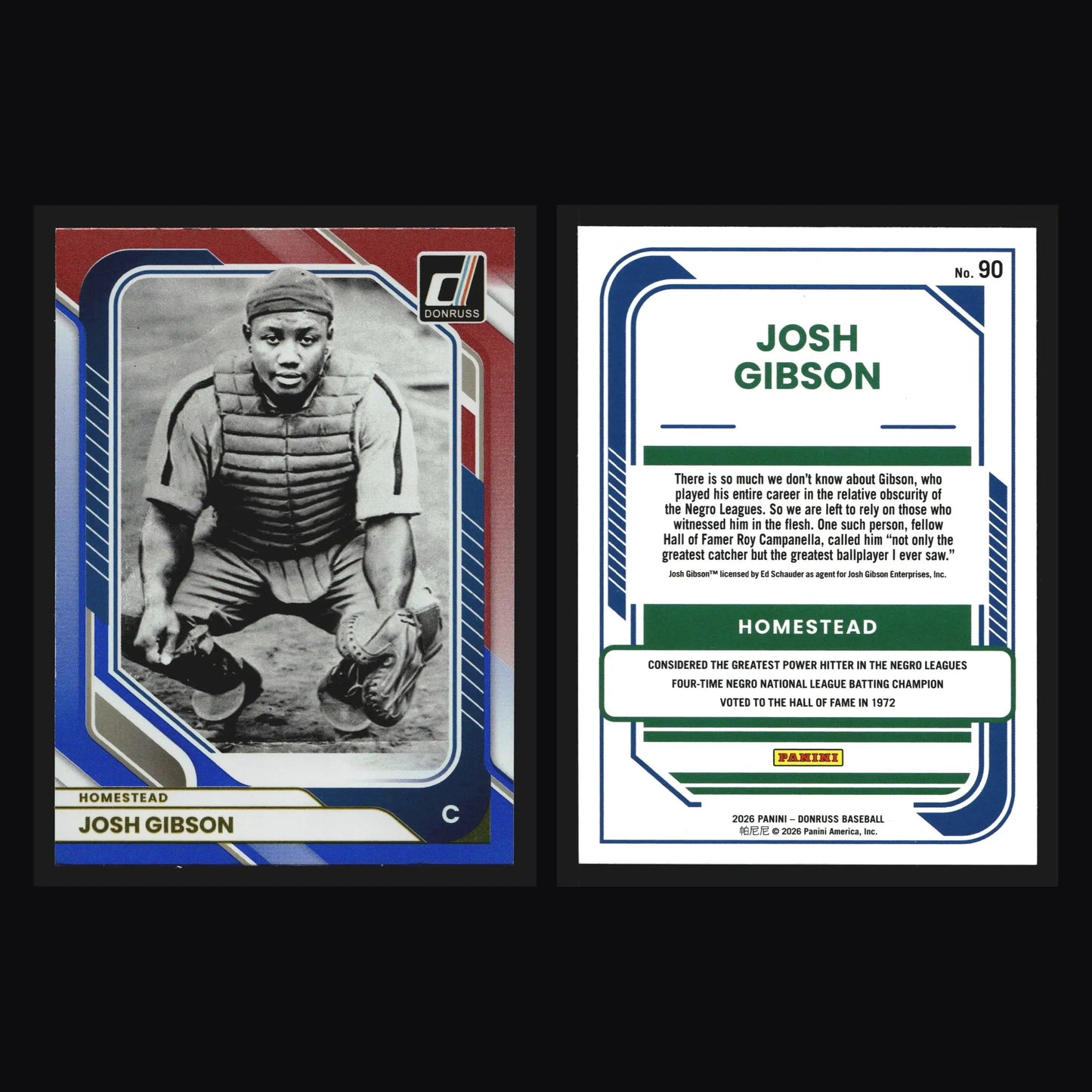 2026 Panini Donruss #90 Josh Gibson Red and Blue Homestead Grays HOF - Baseball Card Single
