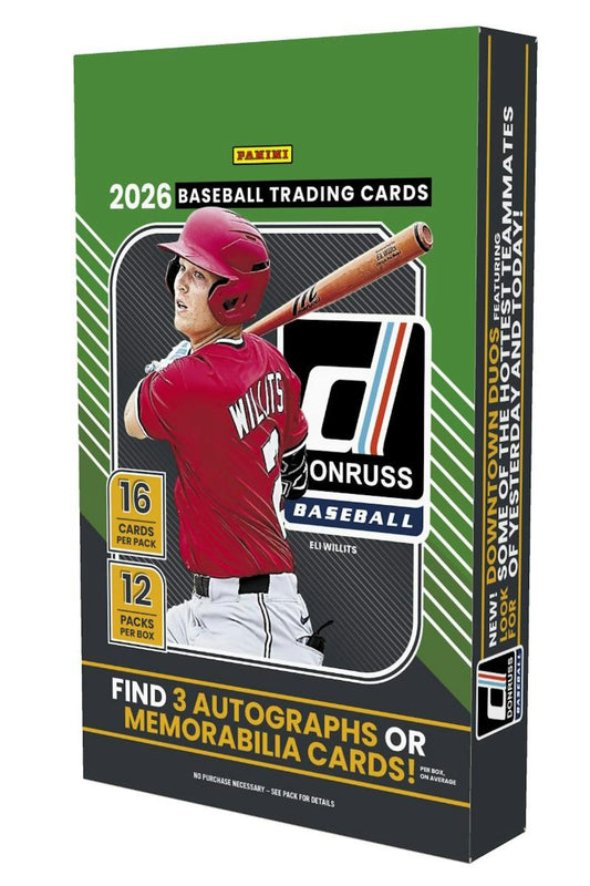 2026 Panini Donruss Baseball Hobby Box
Panini Donruss Downtown baseball insert
2026 Donruss Rated Prospects baseball card