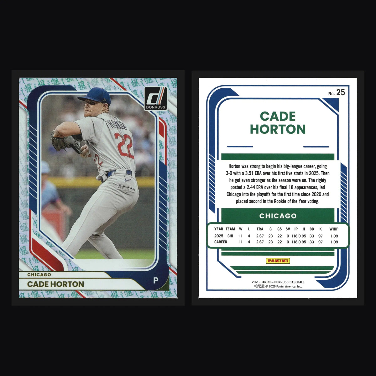 2026 Panini Donruss Cade Horton #25 Liberty Parallel Chicago Cubs - Baseball Card Single