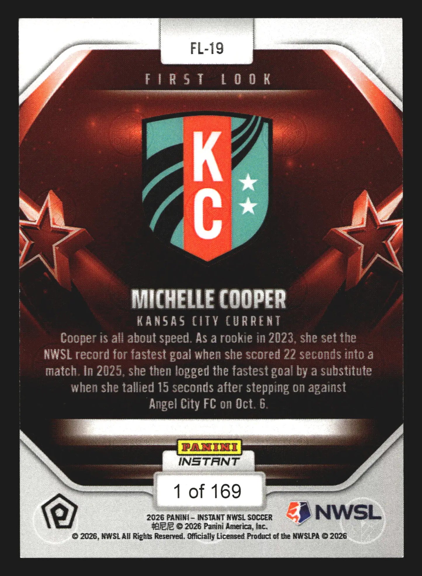 2026 Panini Instant NWSL First Look Michelle Cooper #FL-19 /169 - Soccer Card Single