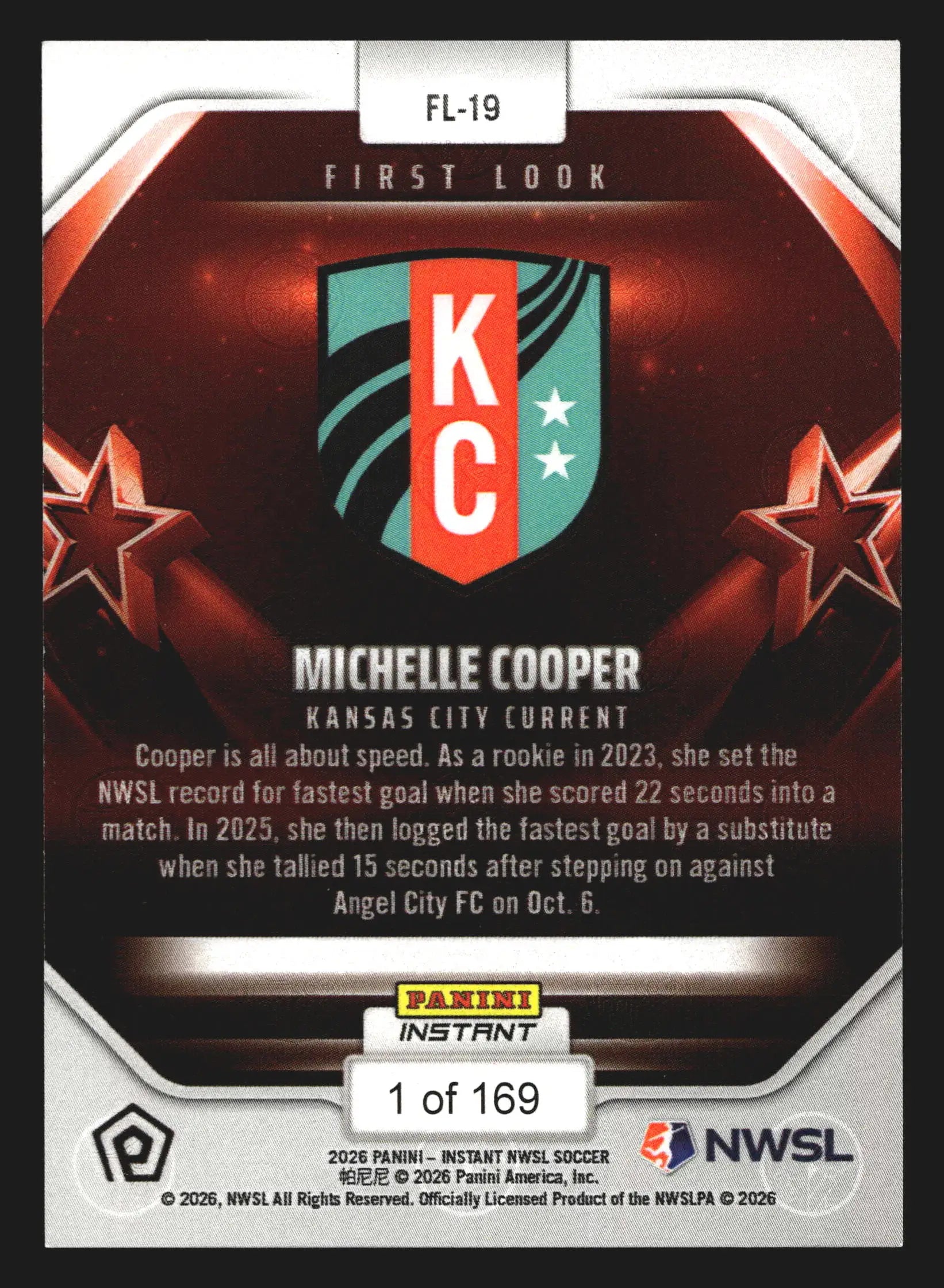2026 Panini Instant NWSL First Look Michelle Cooper #FL-19 /169 - Soccer Card Single