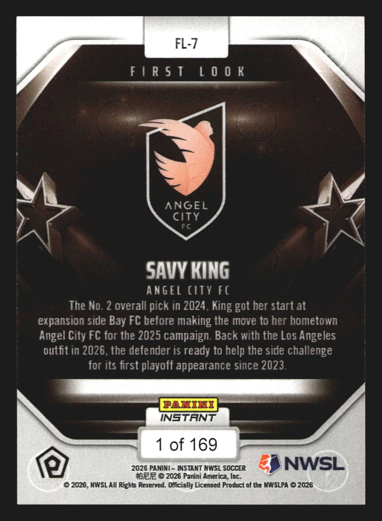 2026 Panini Instant NWSL First Look Savy King #FL-7 /169 - Soccer Card Single