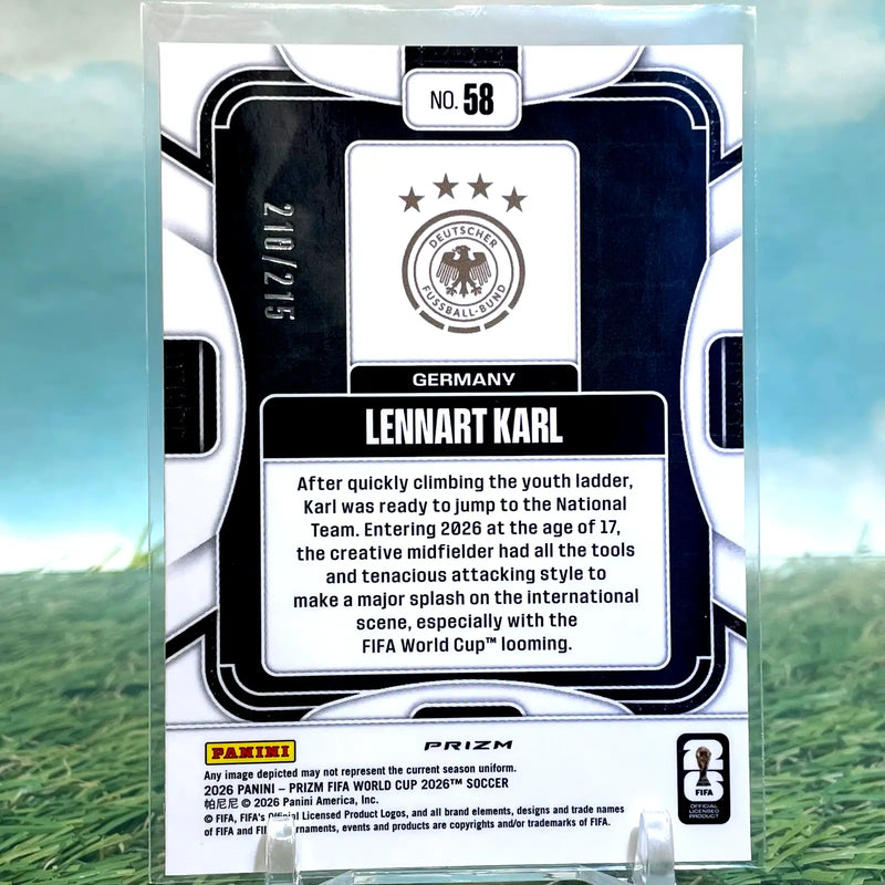 2026 Panini Prizm FIFA World Cup Lennart Karl #58 Rookie RC Orange Pandora /215