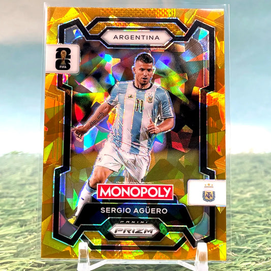2026 Panini Prizm Monopoly World Cup Sergio Aguero #6 Gold Cracked Ice - Soccer Card Single