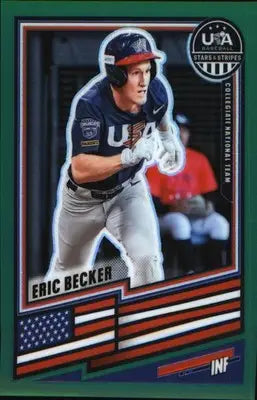 2026 Panini Stars & Stripes Prizm USA Baseball Green #153 Eric Becker