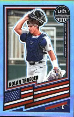 2026 Panini Stars & Stripes Prizm USA Baseball Silver #128 Nolan Traeger - Baseball Card Single