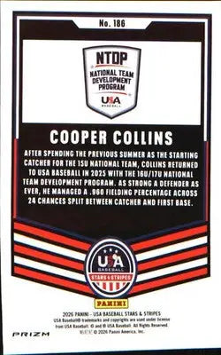 2026 Panini Stars & Stripes Prizm USA Baseball Silver #186 Cooper Collins