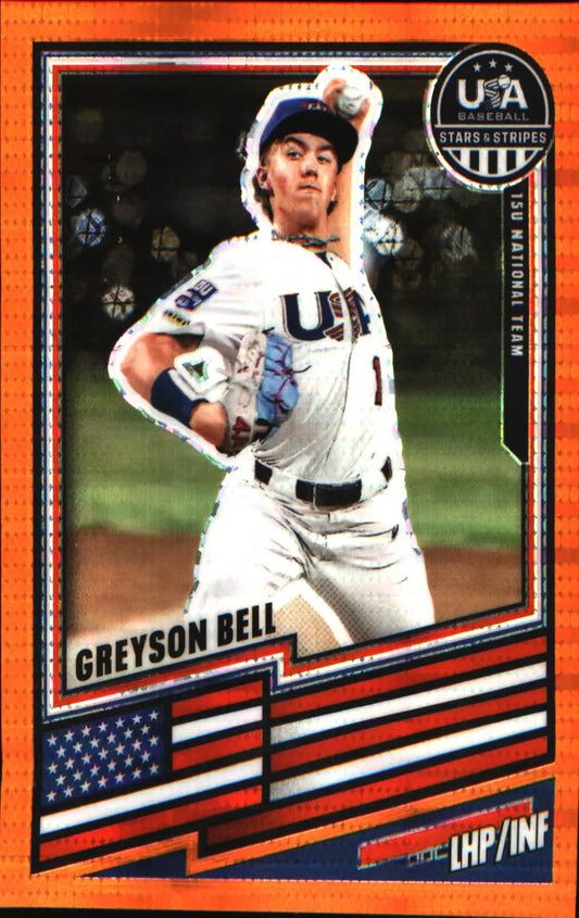 2026 Panini Stars & Stripes Prizm USA Orange Pulsar #89 Greyson Bell #/249
