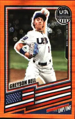 2026 Panini Stars & Stripes Prizm USA Orange Pulsar #89 Greyson Bell #/249