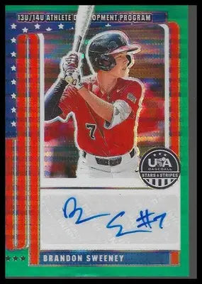 2026 Panini Stars & Stripes USA Baseball Brandon Sweeney #NTS-BS Auto Green /99 - Baseball Card Single