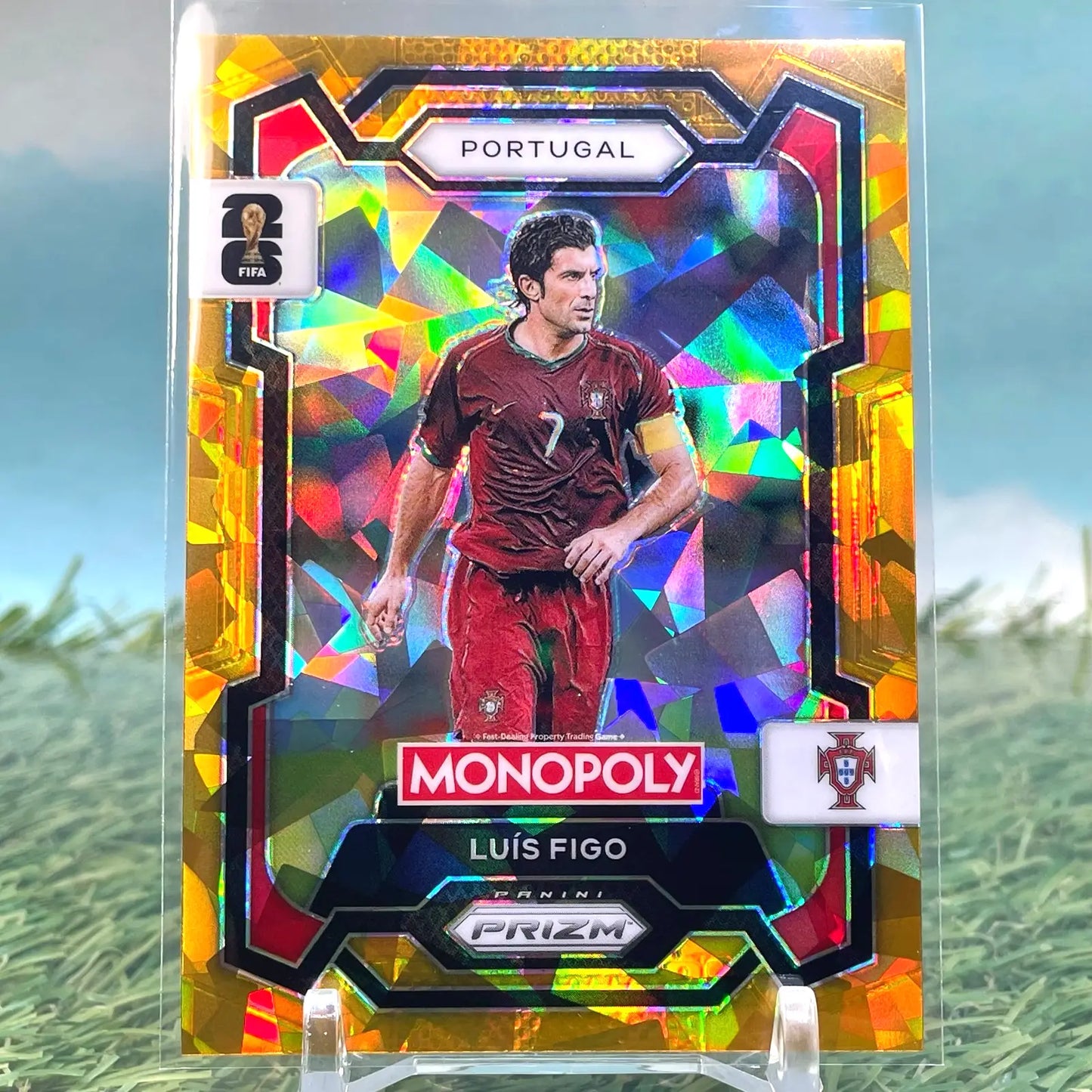 2026 Prizm Monopoly FIFA World Cup #31 Luis Figo Gold Cracked Ice Portugal KM90 - Soccer Card Single