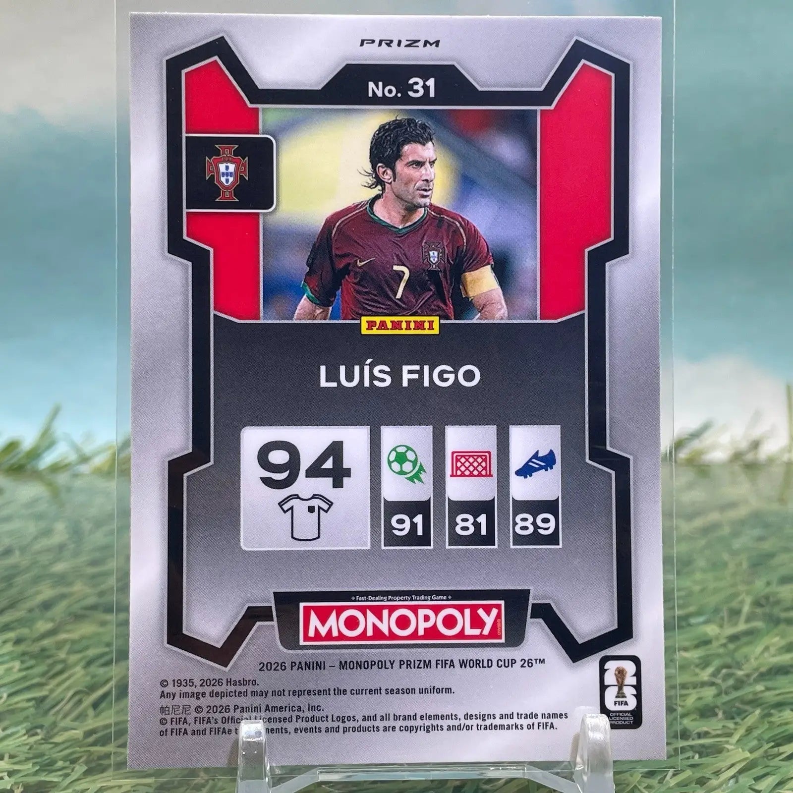 2026 Prizm Monopoly FIFA World Cup #31 Luis Figo Gold Cracked Ice Portugal KM90 - Soccer Card Single