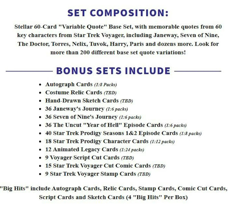 2026 Rittenhouse Star Trek Voyager Archives & Inscriptions Hobby Box | Columbia Sports Cards - Star Trek Card Box