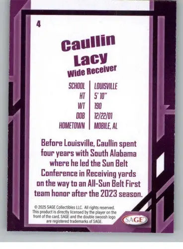 2026 Sage Retail Black #4 Caullin Lacy NM-MT ID:80661 - Football Card Single