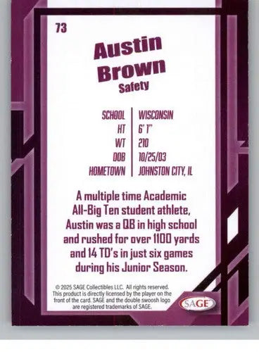 2026 Sage Retail Black #73 Austin Brown NM-MT ID:80691 - Other