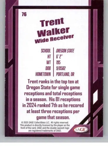 2026 Sage Retail Black #76 Trent Walker NM-MT ID:80692 - Football Card Single