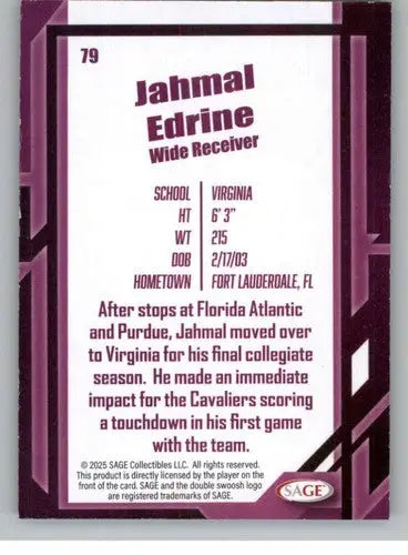 2026 Sage Retail Black #79 Jahmal Edrine NM-MT ID:80693 - Football Card Single