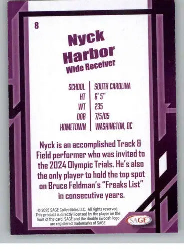 2026 Sage Retail Black #8 Nyck Harbor NM-MT ID:80662 - Football Card Single