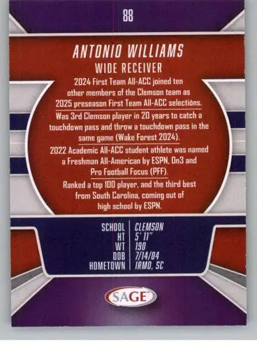 2026 Sage Retail Black #88 Antonio Williams NM-MT NXL ID:80699 - Football Card Single