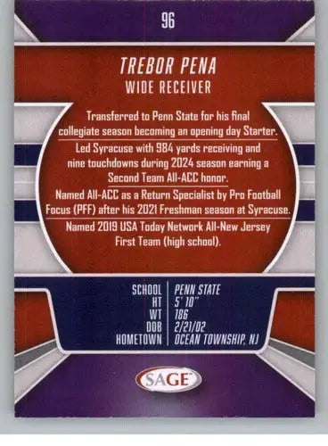 2026 Sage Retail Black #96 Trebor Pena NM-MT NXL ID:80705 - Football Card Single