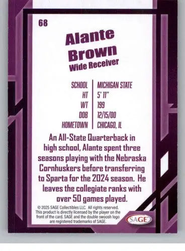 2026 Sage Retail Silver #68 Alante Brown NM-MT ID:80643 - Football Card Single