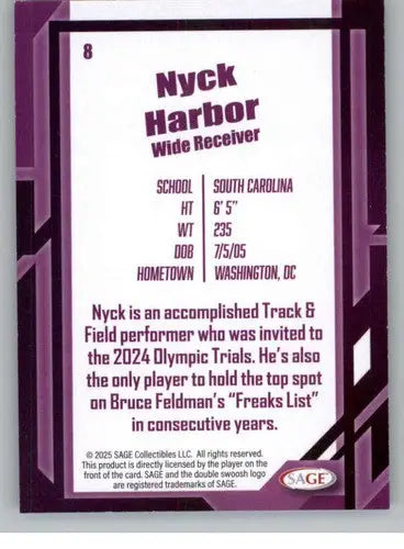 2026 Sage Retail Silver #8 Nyck Harbor NM-MT ID:80615 - Football Card Single