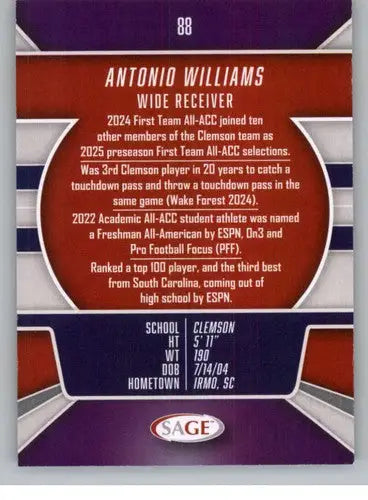 2026 Sage Retail Silver #88 Antonio Williams NM-MT NXL ID:80652 - Football Card Single